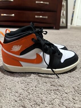 Jordan Kids Orange Black White High-Top Sneakers
